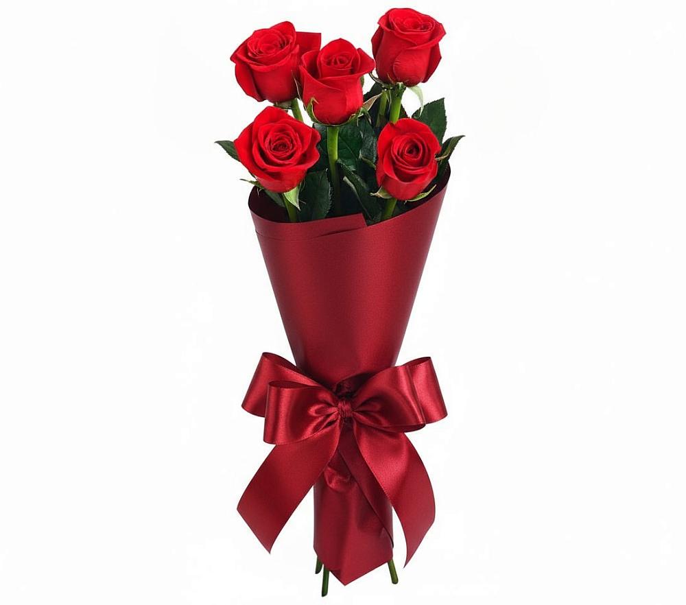Букет 5 Красных роз Эдлесс Лав в Островцы