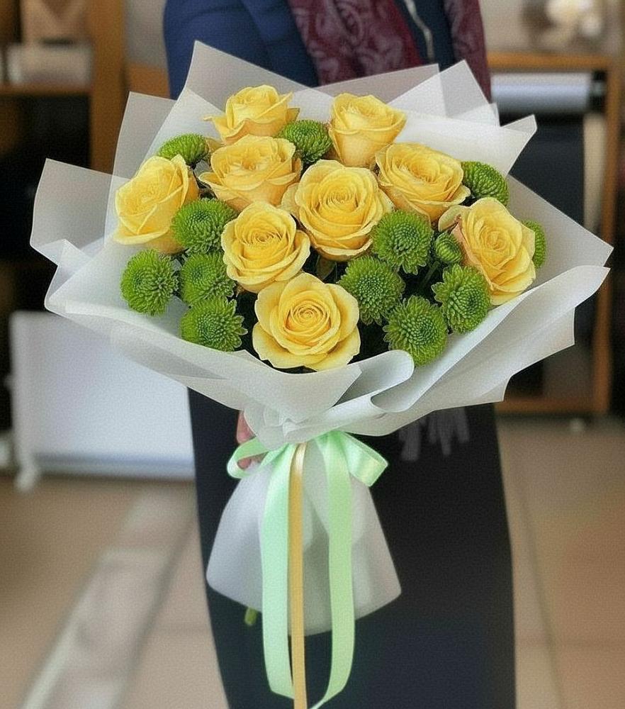 Букет цветов из: Хризантемы и Розы в Островцы