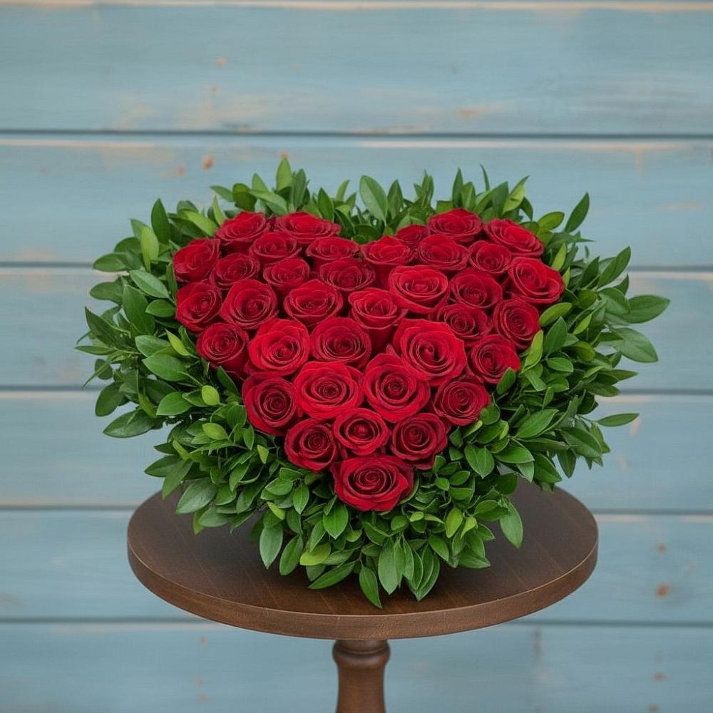 Цветочная композиция из Розы в виде сердца в Островцы