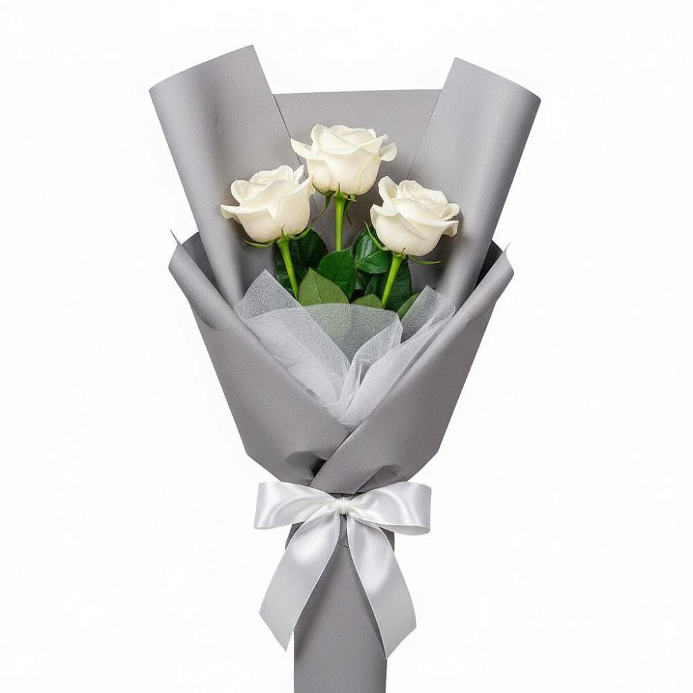 Букет 3 белые розы в Островцы