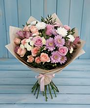 Букет цветов из:  Хризантемы, Розы и Альстромерии в Островцы