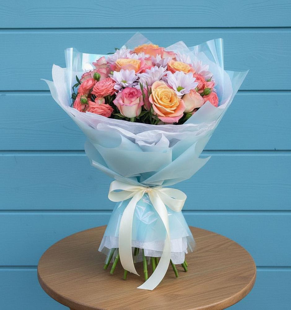 Букет цветов из: Хризантемы и Розы в Островцы